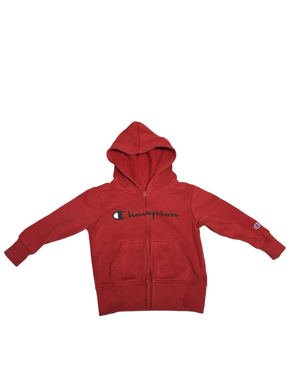 Champion Toddler 2T Red Full Zip Hoodie Logo Fleece Sweatshirt Jacket